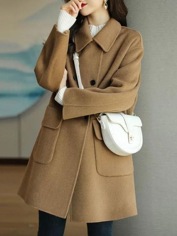 Wool Coat Peacoat - Elegante cappotto in lana di media